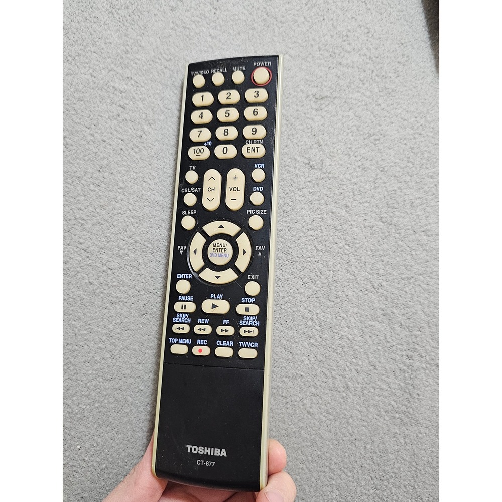 Toshiba CT-877 TV and DVD combo remote control.
